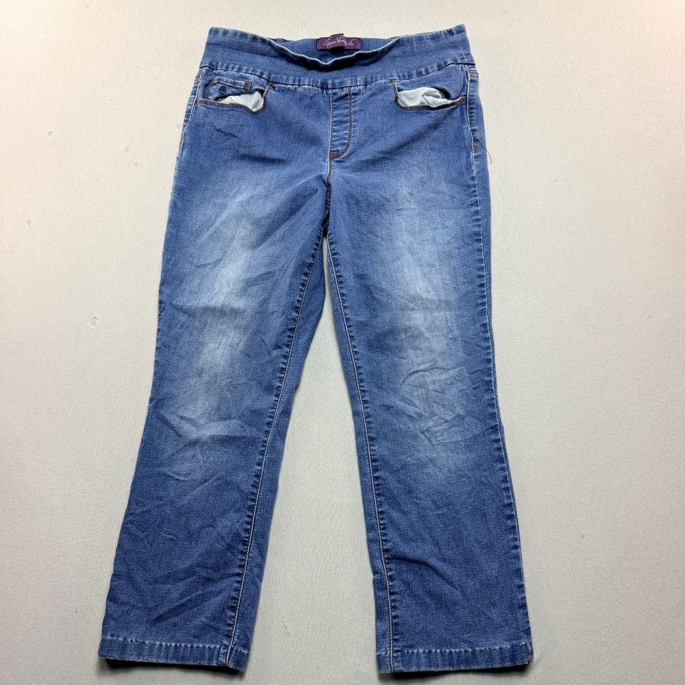 Gloria Vanderbilt Pull On Jeans Women Size 12 Blue Excellent Straight Leg